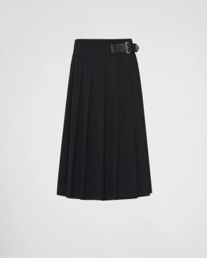 Lady's Prada Gabardine Wool Midi Skirt