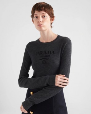Lady's Prada Superfine Wool Crew-Neck Sweater