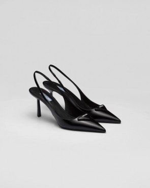 Lady's Prada Brushed Leather Slingback Pumps