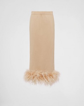 Lady's Prada Cotton Fleece Skirt With Feather Trim