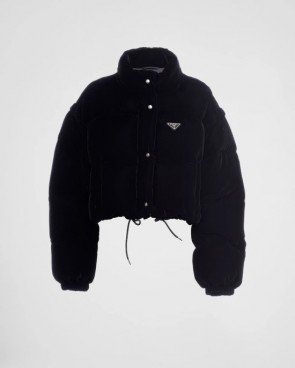 Lady's Prada Convertible Cropped Velvet Down Jacket