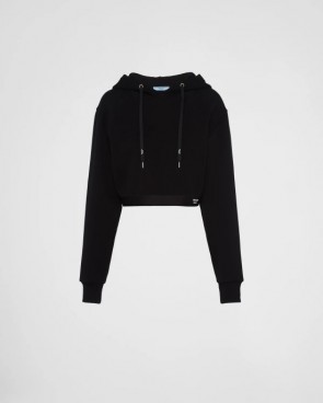 Lady's Prada Cotton Fleece And Nylon Hoodie
