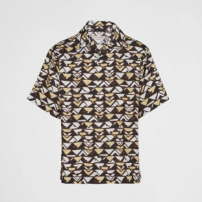 Men's Prada Short-Sleeved Silk Twill Shirt