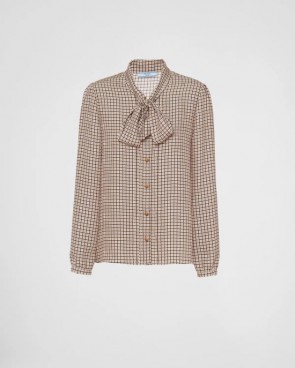 Lady's Prada Jacquard Crepe De Chine Shirt