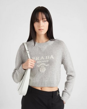 Lady's Prada Wool And Cashmere Crew-Neck Sweater