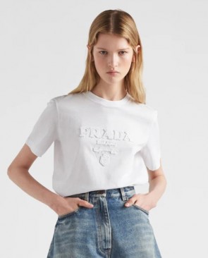 Lady's Prada Embroidered Jersey T-Shirt