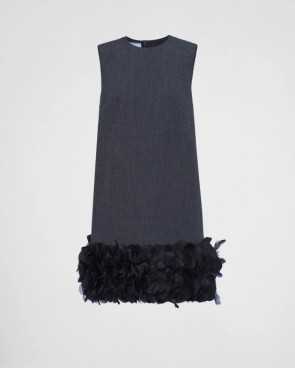 Lady's Prada Embroidered Wool Mini-Dress