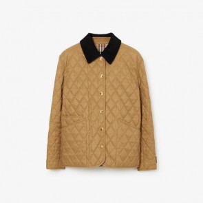 Lady's Burberry Corduroy Collar Diamond Quilted Jacket