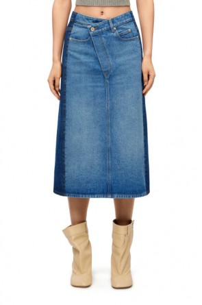 Lady's Loewe Deconstructed Skirt In Denim