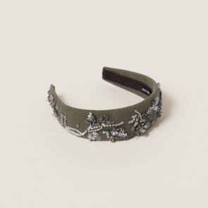 Lady's Miu Miu Embroidered Gabardine Headband