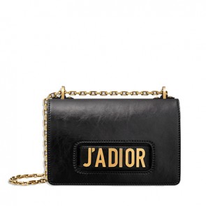 Dior j'adior flap bag with chain in black crinkled calfskin