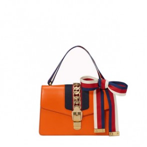 Gucci sylvie orange leather shoulder bag 421882