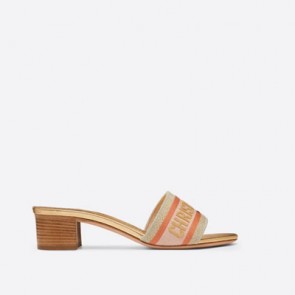 Women dway mule in embroidered cotton with lurex threads sandals KCQ244ECL_S52K