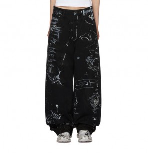 Lady's Balenciaga Graphic Print Baggy Jeans