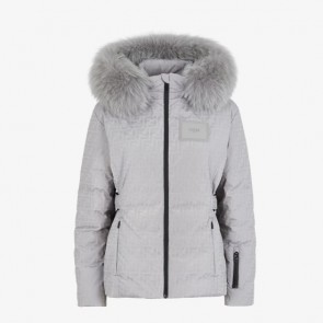 Lady's Fendi Gray FF Tech Fabric Ski Jacket