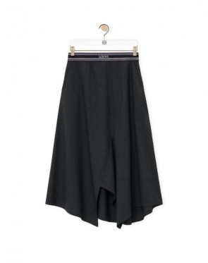 Lady's Loewe Asymmetric Skirt In Wool