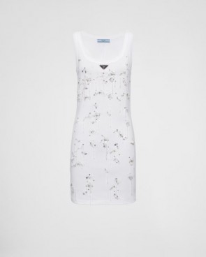 Lady's Prada Embroidered Ribbed Jersey Dress