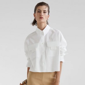 Lady's Fendi Boxy Cut Cropped Poplin Shirt