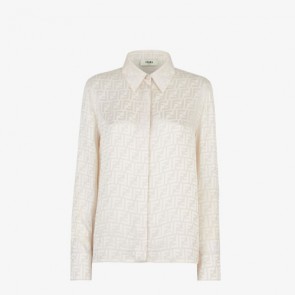 Lady's Fendi White FF Silk Shirt