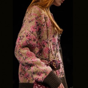 Lady's Chanel Cardigan In Beige Pink & Brown