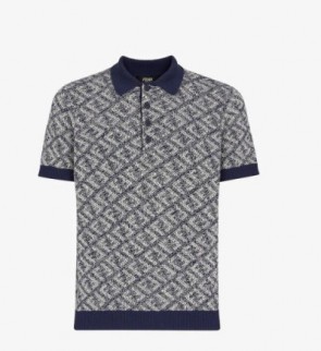 Men's Fendi Blue Cotton Polo Shirt