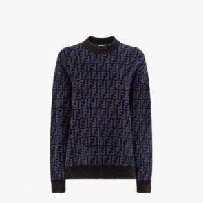 Lady's Fendi Blue FF Velvet Sweater Clothes