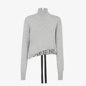 Lady's Fendi Gray Cashmere And Wool Sweater