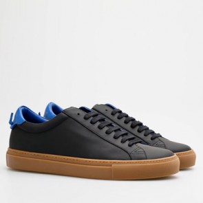 Mens low top sneakers in black leather BM08219877
