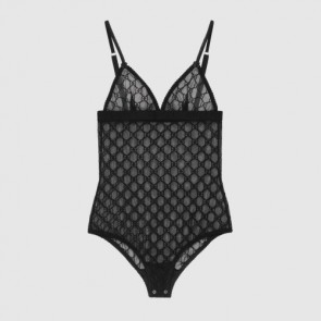 GUCCI Black GG Tulle Bodysuit Women Underwear