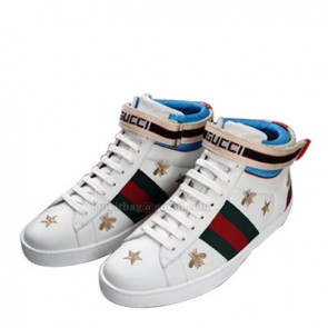 Mens stripe Ace high top sneaker with bee and star 589667 0FIWN 9087