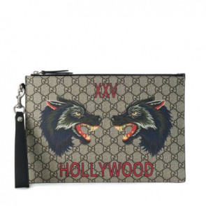 Mens wolf print GG supreme pouch