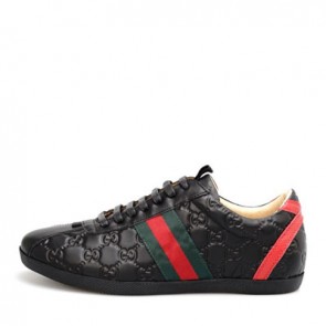 Men's GG signature leather lace up sneaker 408496 AXWL0 9064