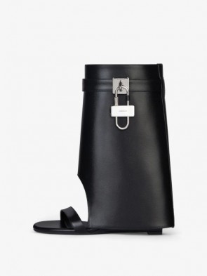 Lady's Givenchy Shark Lock Sandals In Leather