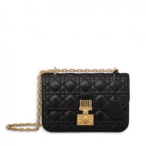 Dior dioraddict flap bag in black/red cannage lambskin