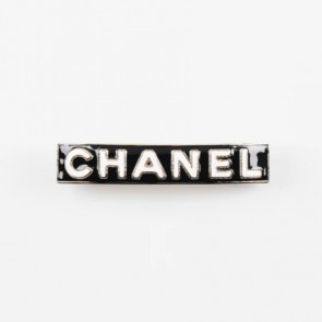 Chanel Hair Clip Metal Resin Gold Black White
