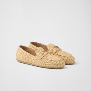 Lady's Prada Woven Fabric Loafers