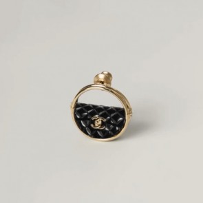Chanel Brooch Metal Resin Gold & Black