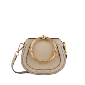 Chloe women Small Nile bracelet bag in smooth suede calfskin black/grey/white/pink