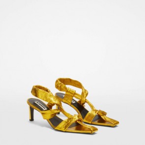 Lady's Jil Sander High-Heeled Leather Sandals