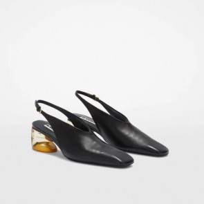 Lady's Jil Sander Heeled Pumps With Plexiglass Heel