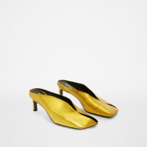 Lady's Jil Sander High-Heeled Leather Mules