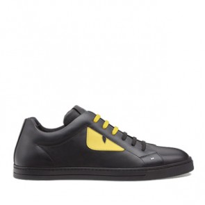 Fendi mens Black and yellow leather lace ups sneaker 7E1071TTYF07OM 