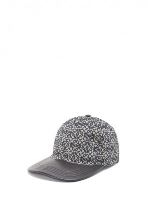 Lady's Loewe Anagram Cap In Jacquard And Calfskin