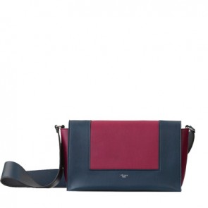 Celine women  medium frame bag in steel blue and plum shiny smooth calfskin