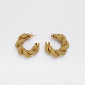 Bottega Veneta Leather Twisted Hoop Earrings