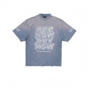 Lady's Balenciaga SNBN T-Shirt Large Fit In Blue