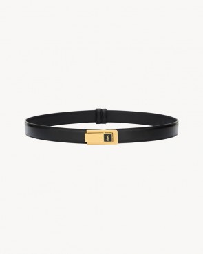Lady's Saint Laurent Charniere Buckle Belt In Smooth Leather