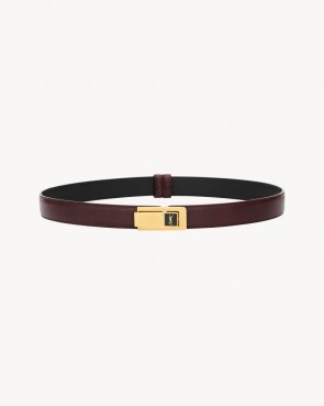 Lady's Saint Laurent Charniere Buckle Belt In Smooth Leather