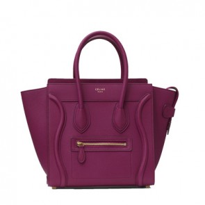 Celine women micro luggage bag in plum baby drummed calfskin