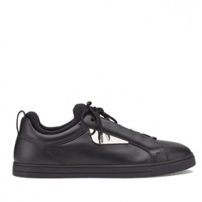 Fendi mens sneaker black and white Calfskin leather lace ups